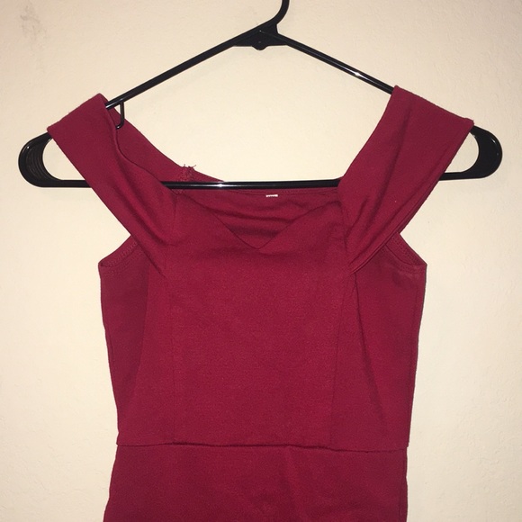 Off Shoulder Asymmetrical Red Dress - Picture 2 of 2